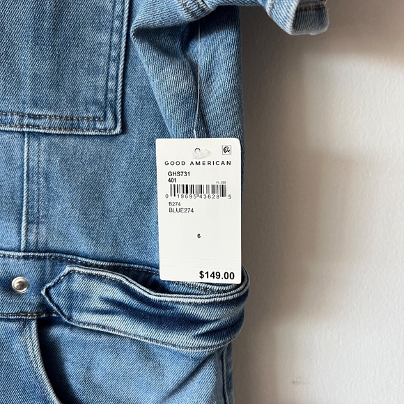 Good American Fit For Success Zip Front Short Sleeve Short Jumpsuit size 6 - 3XL - Picture 5 of 9